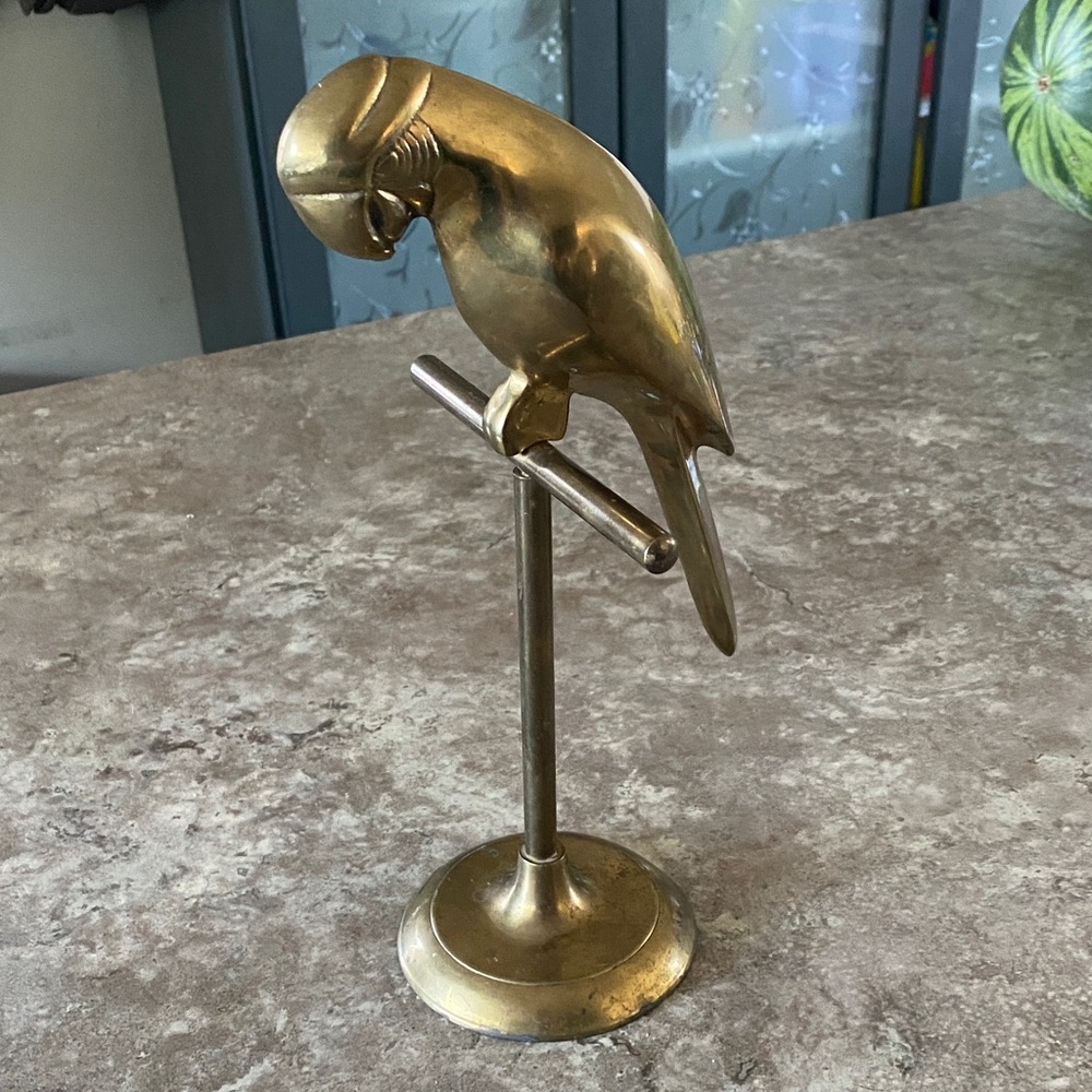Brass Parrot Bird Perch Decor